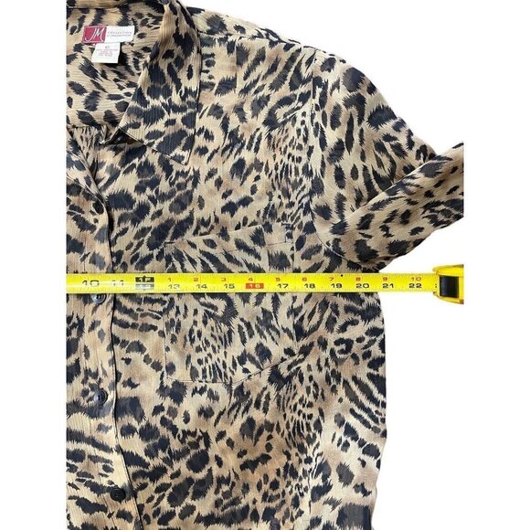 JM Collection JENNIFER MOORE Leopard Print Blouse Size 10 Multicolor Semi-Sheer - Picture 11 of 15